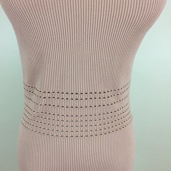 NWT ZARA Limitless Contour Collection Taupe Perforated High Neck Fitted Dress - Picture 9 of 12